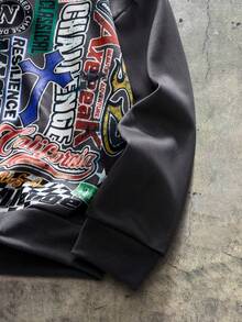 AXEPEAK 男士秋冬时尚字母印花连帽卫衣 - 灰色 - 查看 4