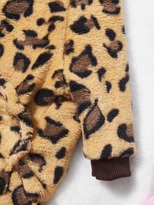 PETSIN 1pc Black Leopard Print Love Print Pet Jumpsuit Autumn And Winter Flannel Warm And Comfortable Pet Warm Clothes - Multicolor - View 4