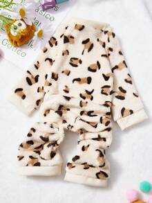 PETSIN 1件豹纹宠物连体衣 米色 秋冬加厚保暖宠物服装 - 彩色 - 查看 2