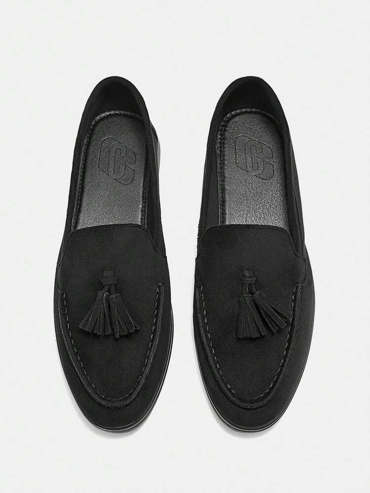CUCCOO CURVES Plus Size Women's Wide Fit Comfortable Faux Suede Slip-On Loafers, Black, Suitable For Commuting, Outdoor, Daily Wear For Christmas