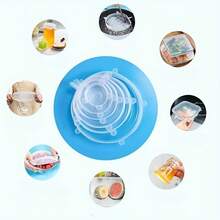 6pcs Silicone Stretch Lid, Food Bowl Cover, Reusable Food Saving Cover, Stretchable Multifunctional Fruit And Vegetable Fresh-Keeping Cover (Due To Different Batches,The Number, Size, And Shape Of Handles May Vary. We Apologize For Any Inconvenience Caused.) - Multicolor - View 7