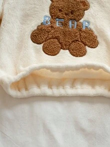 2pcs Baby Boys' Soft Double-Sided Flannel Pajama Set, Cute Bear Embroidery Long Sleeve Top Paired With Fashionable Plaid Pants, Cozy Homewear For Autumn/Winter Baby Boy Sets Checked Baby Clothes Fleece Baby Pajamas - Multicolor - View 6