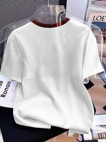 Resyla Áo thun cổ tròn in họa tiết trái tim và ngọc trai mới, trang phục xuân/hè - Nhiều màu - Xem 2