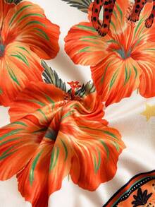 Soleia New Vacation Knit Printed Asymmetrical Shoulder Bow Bodysuit For Women Carnival, - Multicolor - View 6