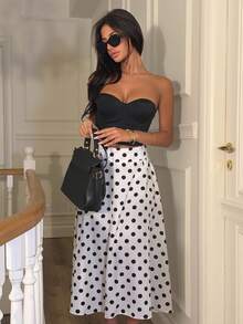 Ronhire Women's Polka Dot Casual Skirt, Simple And Fashionable For Daily Wear - White - View 4