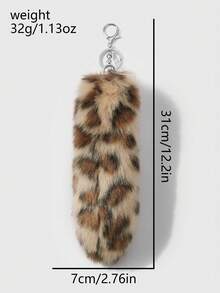 ROMWE Goth 1 pieza Llavero con dije de cola de estampado de leopardo y tigre marrón esponjoso con estilo retro Y2K de lujo, adecuado para cosplay, uso diario y regalos - Marrón - Ver 8
