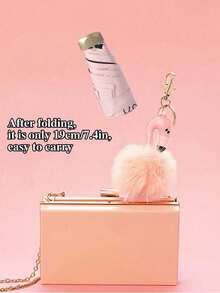 19厘米/7.5英寸迷你折叠伞：便携式防紫外线遮阳伞，带收纳袋，6根伞骨+加厚黑色涂层，防风防水，是夏季户外旅行的理想之选 - 彩色 - 查看 2