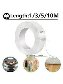 1 Roll 1/3/5/10M Heavy Duty Double-Sided Tape, Reusable Strong Adhesive Tape, Multi-Purpose Removable Washable Clear Nano Tape, Suitable For Home/Office/Car Sticky Items, Best For Home Decor Tools, Damage-Free Stickers, Wall Decals - transparent - View 7