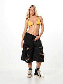 SUMWON WOMEN Áo lót bralette tam giác có dây thun co giãn thương hiệu, thoải mái khi mặc hàng ngày và thường ngày - Màu vàng - Xem 3