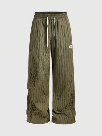 Street Life Men's Solid Color Elastic Waist Drawstring Straight Loose Casual Pants