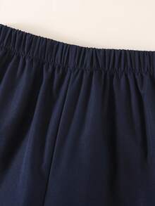 SHEIN Explorewe 女童休闲条纹卫衣和裤子套装，适合秋冬季日常休闲、上学、户外、运动 - 藍色 - 查看 4