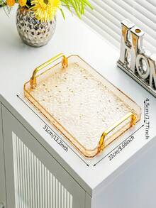1set New Acrylic Tray With Geometric Handle, Ripple Shape, Nordic Style Creative Platter, Suitable For Snacks, Cups, Cutlery, Etc.,Kitchen,Christmas Gift - Gold - View 9