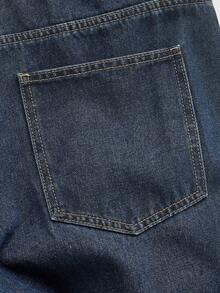 ROMWE MEN Street Life Men's Fashion Cross Rhinestone Embellished Denim Jeans - Dark Wash - View 5