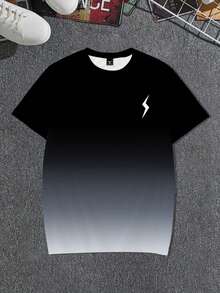 Manfinity Homme Men's Plus Ombre Design Short Sleeve T-Shirt, Fashionable For Summer