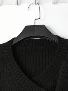 GlowEve 新款女士V领开衫，欧美风格撞色优雅简约时尚针织毛衣 - 黑色 - 查看 5