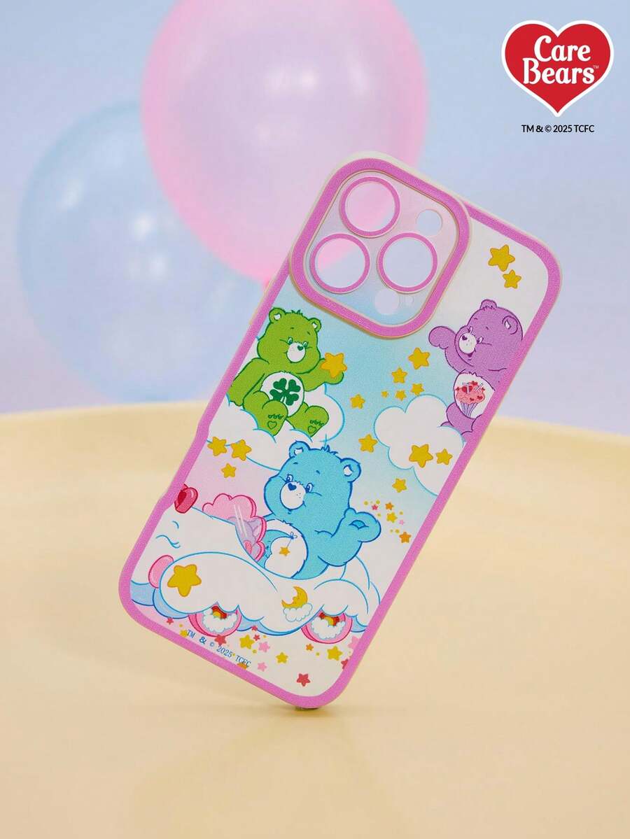 Care Bear X Joivida 1Pc Cute Bears Colorful Cloud Star Print Phone Case, Soft TPU Shockproof Protective Cover, Kawaii Cartoon Design, Anti-Fingerprint & Durable, Compatible With Series, A Fun Everyday Accessory - powder - View 1