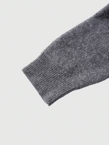 ROMWE MEN 男士任务十字图案圆领长袖提花针织毛衣 - 深灰色 - 查看 4