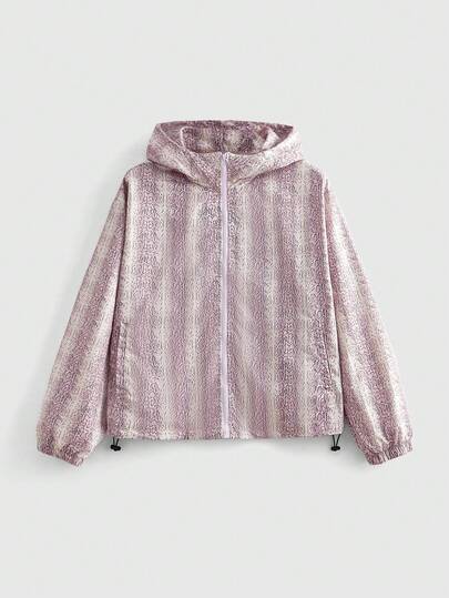 Street Life هودي رجالي كاجوال مطبوع بنقشة جلد الثعبان مع سحاب