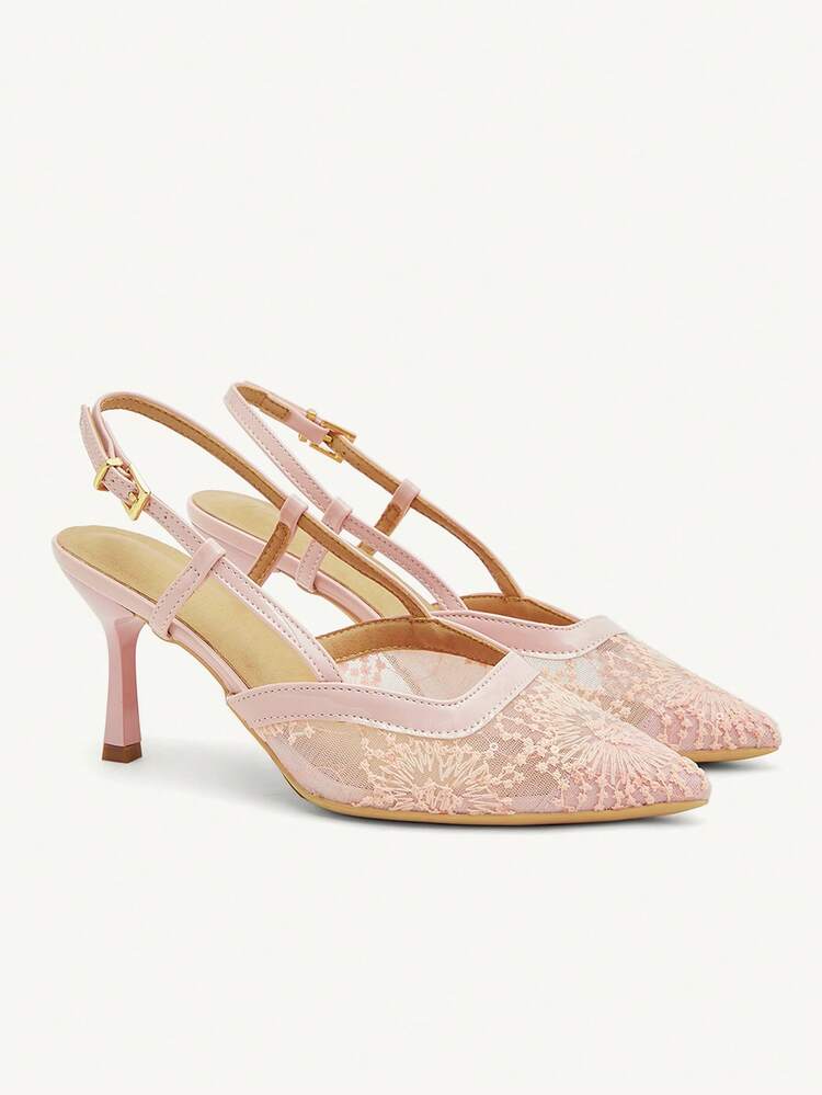 CUCCOO CHICEST Women's Fashionable Elegant Embroidered Mesh Pointed Toe Pumps Summer Shoes Wedding Shoes Bride Shoes