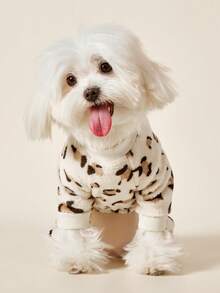 PETSIN 1件豹纹宠物连体衣 米色 秋冬加厚保暖宠物服装 - 彩色 - 查看 8