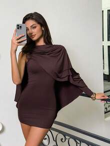 Firerie Elegante vestido mini chal de color púrpura-rojo para mujer, estilo vintage, adecuado para fiestas, citas, salidas, etc. / Vestido de fiesta / Vestido de fiesta elegante / Vestido de Año Nuevo / Vestidos elegantes para fiestas - Red Plum - Ver 8