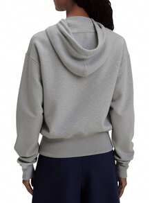 Tommy Hilfiger Logo Embroidery Women's Hoodie Mid Grey Heather - Xám - Xem 3