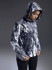 Powerista Women's Casual Thick Printed Sports Jacket, Suitable For Autumn/Winter - Black and White - View 5