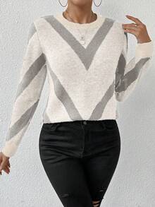 EMERY ROSE 秋冬新品 几何条纹套头衫 - 彩色 - 查看 3