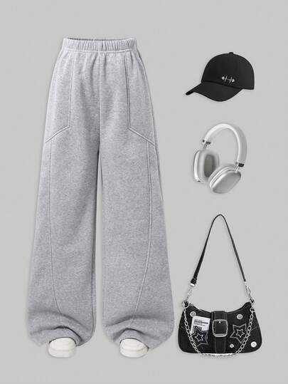 SHEIN ChillGRL Autumn New Teen Girls Loose Casual Sports Basic Versatile Long Pants, Suitable For Daily Commute, Leisure, Vacation, Gathering With Friends, Street Photography