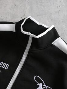 Manfinity EMRG Áo hoodie thêu chắp vá màu tương phản thường ngày dành cho nam, mùa thu/đông - Nhiều màu - Xem 4