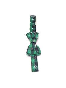 1 pieza Collar navideño para mascotas con patrón de copos de nieve, banda ajustable para el cuello de mascotas, accesorios festivos navideños para mascotas pequeñas, medianas y grandes, para sesión de fotos en fiesta de Navidad - Verde - Ver 2