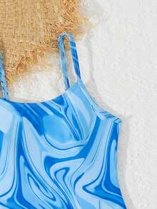 SHEIN Tween Girl Cute Knitted Blue Printed One-Piece Swimsuit And Shorts 2 Pieces Set, Fashionable Swimwear, Casual & Conservative, Suitable For Beach, Swimming, Vacation, Summer Tween Girl Bathing Suit Cover Up Pants Beachwear For Tweens Two Piece Set Tween Girl Marble Print One Piece Summer Swimsuits For Teen Girls Blue Tween Marble Blue Swimsuit Swimsuit With Pants Summer Vacation Thermal Christmas Holiday Festival New Years Valentines Swim 
رمضان
عباياتabaya جلابياتjalabiya جلابيه Marble Print Swi