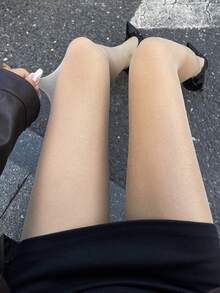 DAZY 女款透膚遮瑕褲襪 假大腿襪緊身褲 校園風 - 杏色 - 查看 5