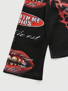 ROMWE MEN Street Life 男士时尚宽松街头风卫衣 - 黑色 - 查看 4