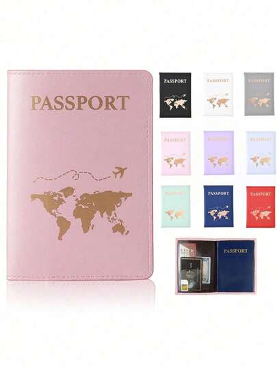 1 Funda de pasaporte de viaje multifuncional y resistente al agua, protector de tarjeta de identificación y documentos, material de PU mate, diseño de borde fijo, ideal para cruceros y viajes internacionales, almacenamiento de pasaportes, accesorio de viaje elegante, unisex (disponible en varios colores).
