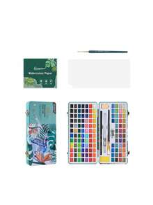 50/100/128/168色固体水彩颜料套装，便携式金属盒，绘画颜料套装，适用于绘画、户外写生、美术爱好，包含金属色和荧光色，返校季必备，学习用品 - 固體水彩顏料套裝 - 查看 13