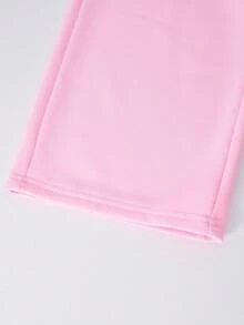 SHEIN ChillGRL 2 件 Streecool 年轻女孩休闲厚针织连帽衫夹克和宽松阔腿裤套装，骑马运动图案印花装饰，适合休闲运动 - 粉色 - 查看 5