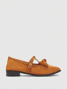CUCCOO BIZCHIC Mocasines con hebilla de caballo, nueva llegada otoño/invierno 2025, versátiles, estilo británico, tacón grueso negro, suela blanda, slip-on planos - Camel - Ver 8