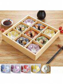 4 件套陶瓷花卉酱料碟，3.5 英寸，紫色、蓝色、黄色、红色，厨房餐具，适用于盛放蜂蜜、番茄酱、甜点、酱油、沙拉酱、蘸酱等，适合烧烤、露营、野餐、厨房、餐厅或派对使用，母亲节、婚礼、生日礼物，送给朋友、家人和爱人，毕业季佳品。 - 彩色 - 查看 8