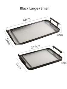 Bandeja acrílica con asas, de forma rectangular, adecuada para fiestas, cocina, mesa de café, cocina, plato de cena, comedor y bar, cubiertos. - Multicolor - Ver 16