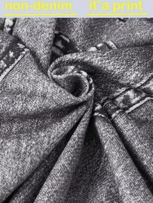 SHEIN ChillGRL 印花针织阔腿裤，时尚百搭，适合青少年女孩，春夏秋季皆宜。 - 黑色 - 查看 8