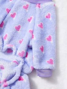 PETSIN 1pc Rose Red Love Printed Pet Jumpsuit Light Purple Autumn And Winter Flannel Warm And Comfortable Pet Warm Clothes - Multicolor - View 3