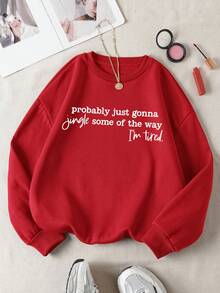 EMERY ROSE 告别2025，迎接2026。圆领卫衣，新年快乐。女士圆领卫衣，新年礼物，新年家庭圆领卫衣。 - 紅色 - 查看 3