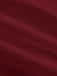 SHEIN EZwear 2 pezzi/set Pantaloncini sportivi casual e gonne corte in maglia per donne, gonne corte curve per donne - Bordò - Visualizzare 4