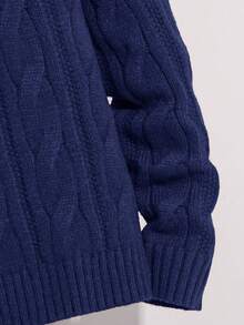 Tween-Jungen Lässig Einfarbiger Rollkragenpullover, Herbst/Winter - marineblau - Übersicht 4