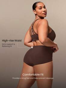 GLOWMODE Cuecas Ultralight Pacote com 2 Peças Plus Size, Macias, Elásticas, Respiráveis e Sem Costura, Cintura Alta, Uso Diário e Casual - Café - Visão 3