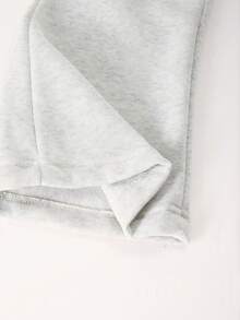 SHEIN Explorewe 3 件套女童休闲运动服，白色字母印花，蓝色卡通图案，蓝色罗纹，2 个口袋，适合上学、郊游、散步、旅行 - 灰色 - 查看 6