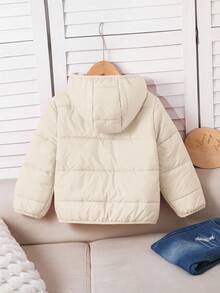 Emery Rose Kids Emery Rose Kids 年轻女孩纯色休闲连帽拉链棉服外套 - 米色 - 查看 4
