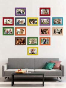 15pcs Black (With Backing Board) Minimalist & Elegant Corridor Wall Decor Memorial Paper Photo Frame Wall Hanging (Paper Product) - Multicolor - View 14