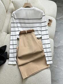 Elenzga A Large-Sized, Elegant And Commuting Autumn Two Pieces Set - Multicolor - View 2